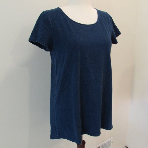 J Jill PureJill Indigo Cotton Elliptical Tee - Capecod Wash - Small - Picture 6 of 13